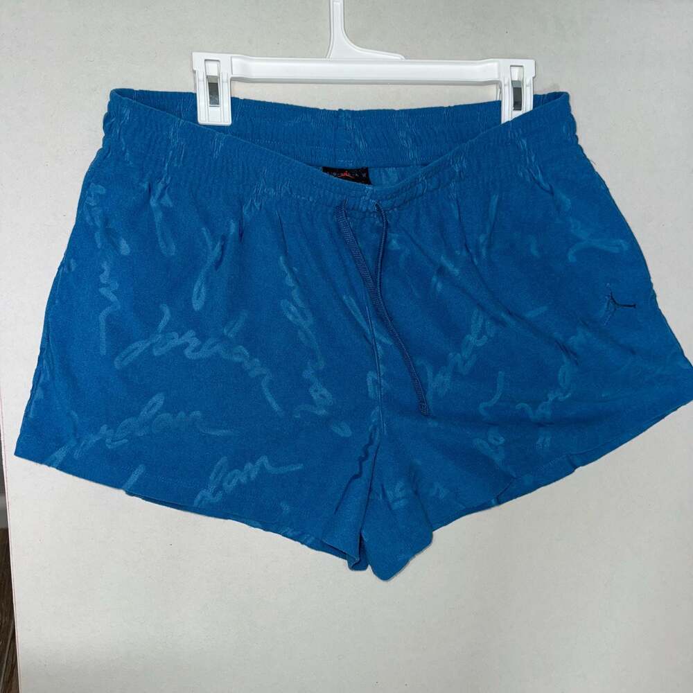 Jordan Blue Script Allover Print Woven Mesh Shorts